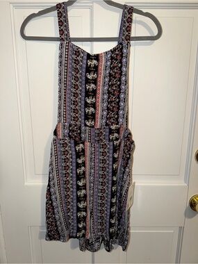 Striped Floral Black Romper Shorts with Spaghetti Straps